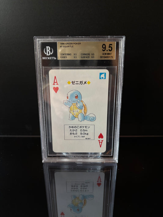 Squirtle 1996 GREEN Poker Set Pokemon Card Beckett 9.5 GEM MINT