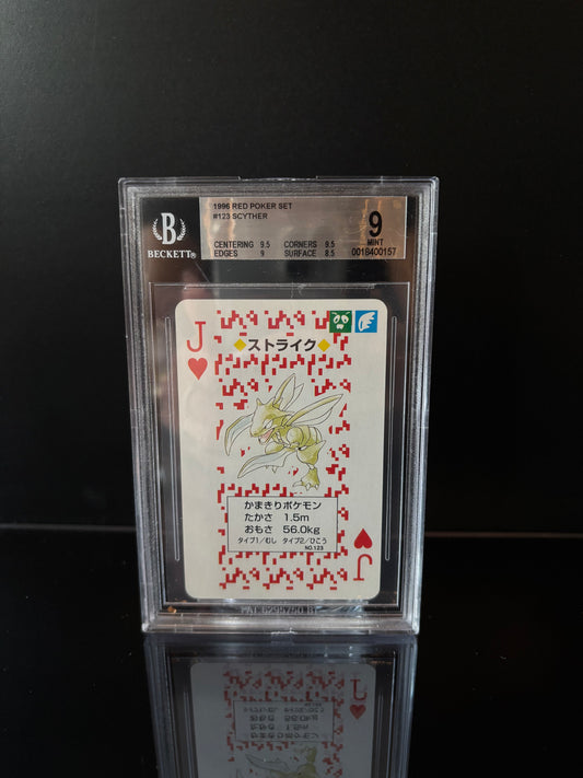 Scyther 1996 RED Poker Set Pokemon Card. Beckett MINT 9