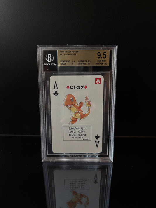 Charmander 1996 GREEN Poker Set Pokemon Card. Beckett 9.5 GEM MINT