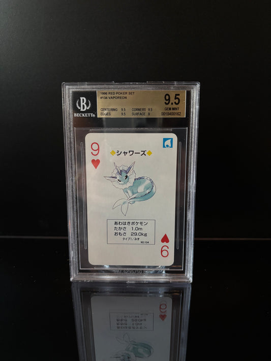 Vaporeon 1996 RED Poker Set Pokemon Card. Beckett 9.5 GEM MINT
