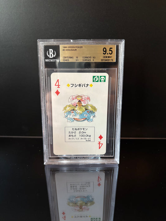 Venusaur 1996 GREEN Poker Set Pokemon Card. Beckett 9.5 GEM MINT