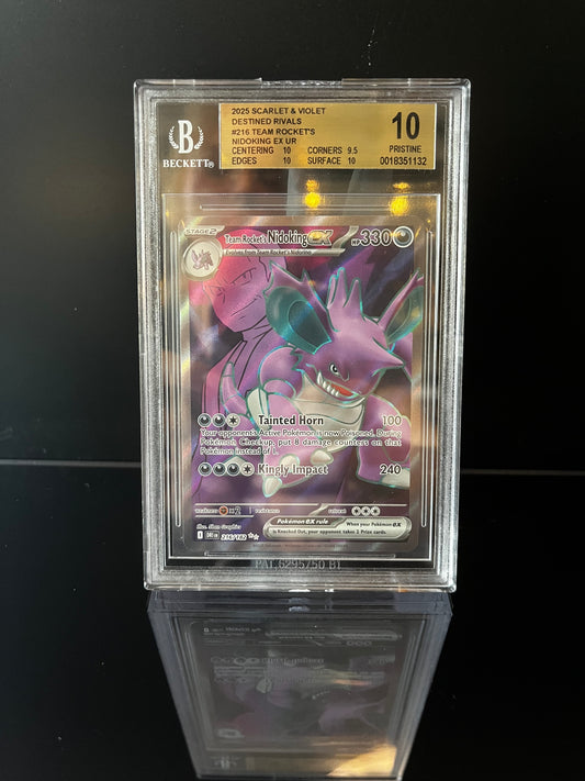 Team Rocket's Nidoking ex #233 Pokemon Destined Rivals Beckett Pristine 10