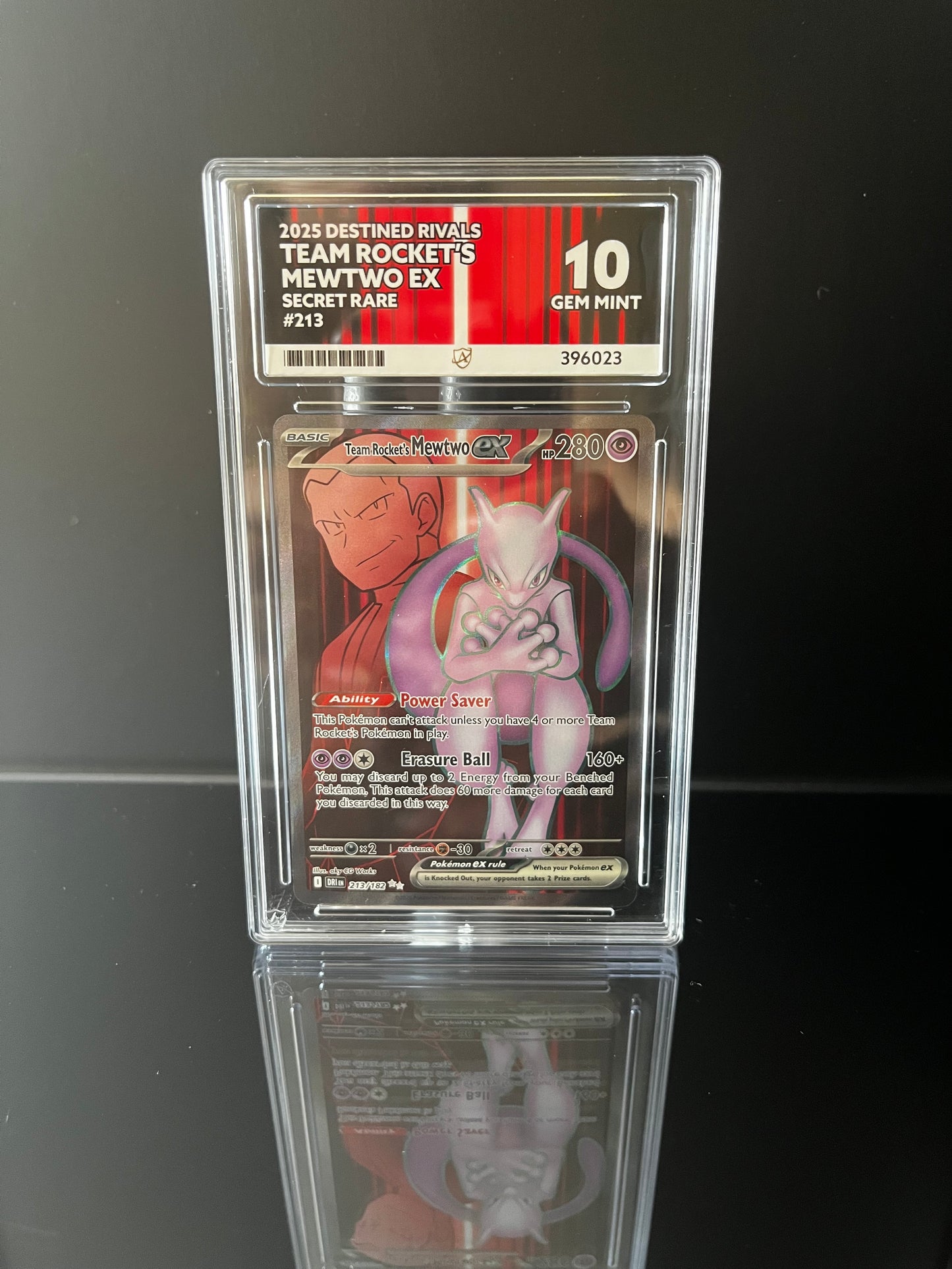 Team Rocket's Mewtwo ex #213 Pokemon Destined Rivals ACE GEM MINT 10