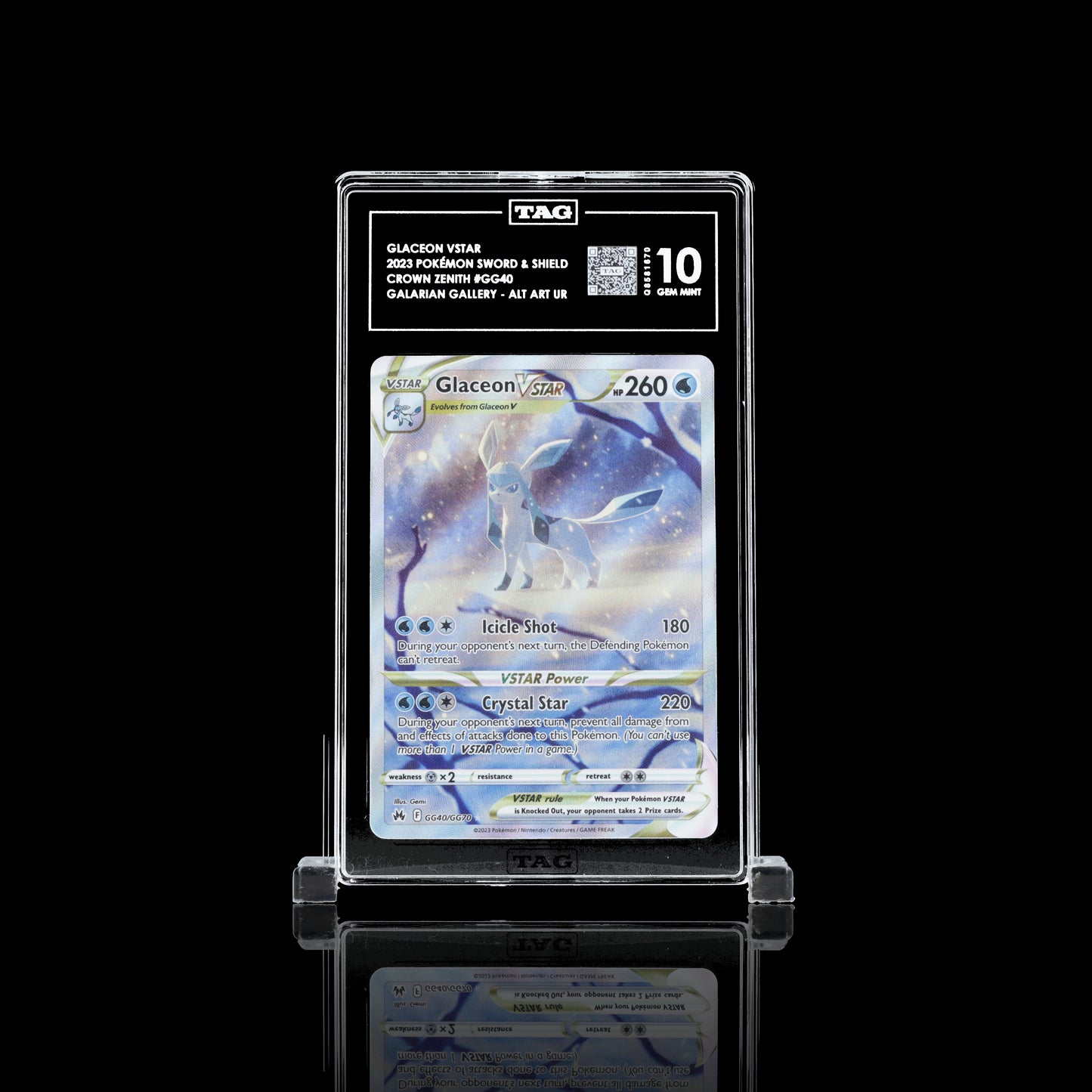 Glaceon VSTAR #GG40 Pokemon Krone Zenith TAG GEM MINT 10