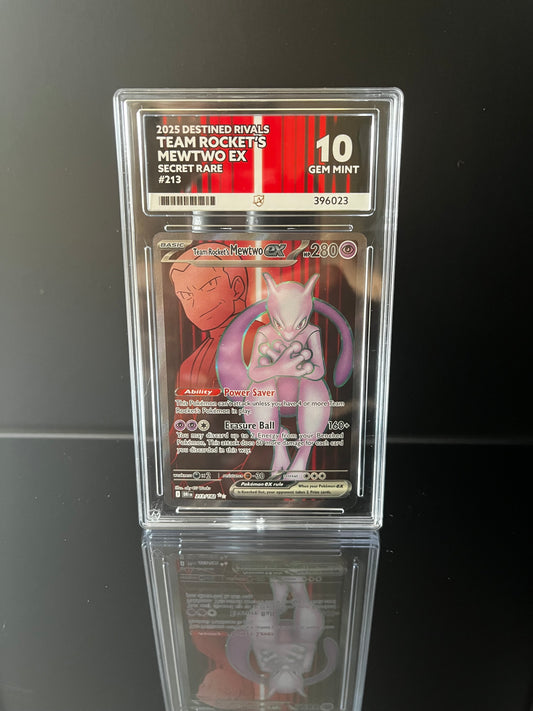 Team Rocket's Mewtwo ex #213 Pokemon Destined Rivals ACE GEM MINT 10