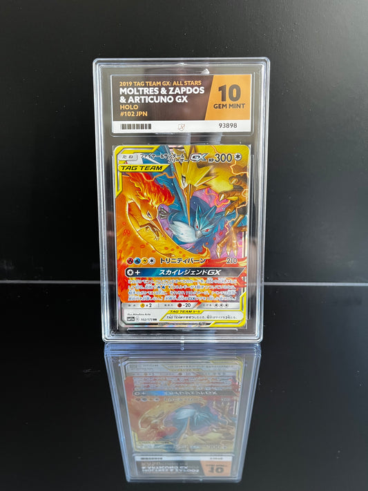 Moltres & Zapdos & Articuno GX #102 Pokemon Japanese Tag All Stars ACE Gem Mint 10